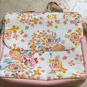 Pink floral convertible diaper bag from Etsy